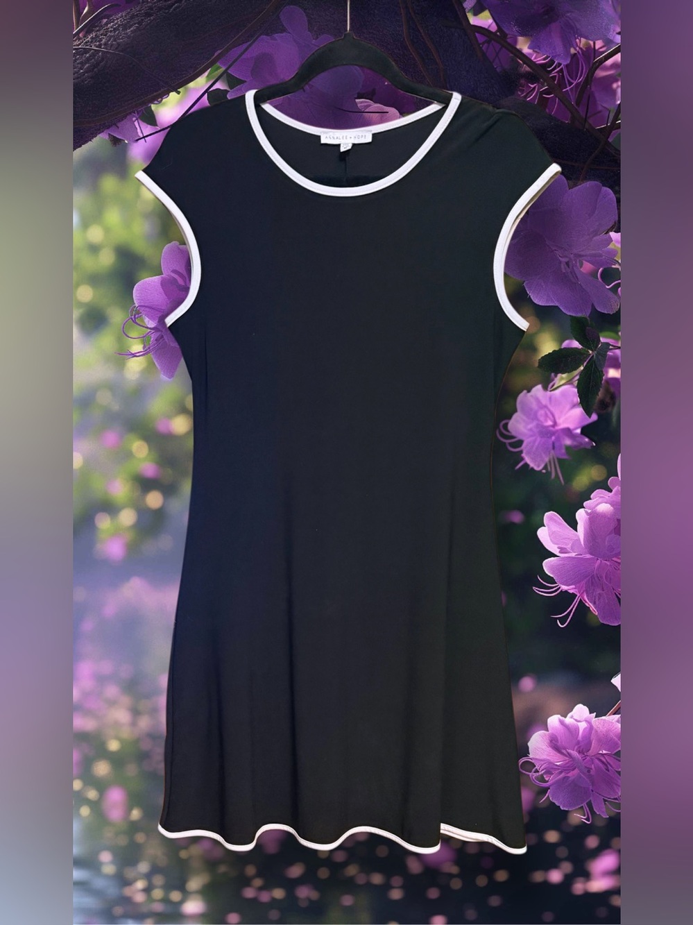 Annalee + Hope Black Mini Dress with White Trim size Medium